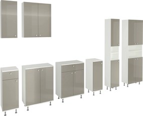Corp Baie Zaria, 1 Sertar, 1 Usa, Gri Lucios/Alb, MDF, L 30 x l 35 x H 85 cm