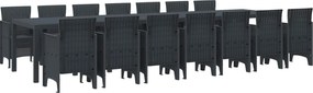 vidaXL Set de masă de grădină cu perne cu pernă 15 pcs Antracit PP