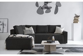 Colțar gri antracit extensibil cu tapițerie din catifea reiată (cu colț pe partea stângă ) Brave Dave – Miuform