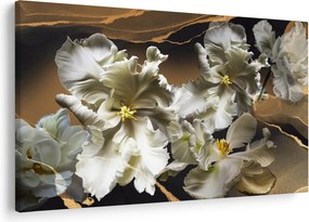 Tablou - Flori de orhidee pe fundal de marmură (90x60 cm)