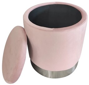Taburet, catifea roz Velvet/crom argintiu, DARON