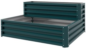 Outsunny Pat de flori înălțat fond deschis 2 etaje pentru plante aromatice legume fructe flori 120 x 101 x 58 cm verde | Aosom Romania