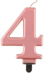 Numere Metallic Lumânare cu cifra 4 Rose Gold, lumânare tort