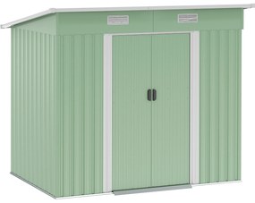 Outsunny Magazie de unelte din metal 2,3 m² 207 x 130 x 182 cm - Magazin pentru unelte cu acoperiș în pantă, fereastră, cadru de sol, verde | Aosom Romania