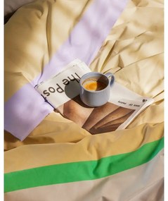 Lenjerie de pat albă/bej din bumbac pentru pat de o persoană 140x200 cm Block – Hübsch