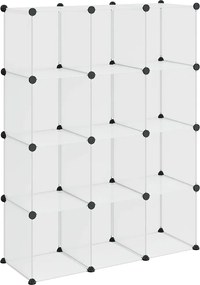 vidaXL Organizator cub de depozitare, 12 cuburi, transparent, PP