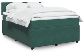 3290079 vidaXL Pat box spring cu saltea, verde închis, 160x200 cm, catifea