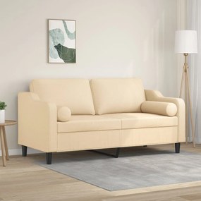 3153025 vidaXL Canapea cu 2 locuri cu perne&pernuțe crem 140 cm textil