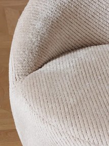 Fotoliu rotund, crem, din catifea, Gelato Vanilla