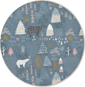 Covor pentru copii albastru lavabil ø100 cm Forest Land – Mila Home