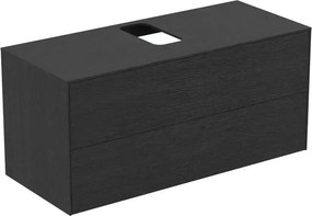 Dulap baza suspendat Ideal Standard Atelier Conca finisaj stejar inchis 2 sertare si blat cu decupaj central 120 cm
