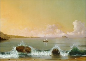 Tablou pe sticlă - Martin Johnson Heade, Rio de Janeiro Bay, reproducere (70x50 cm)