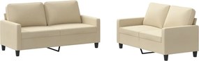 vidaXL Set de canapele cu perne, 2 piese, crem, textil