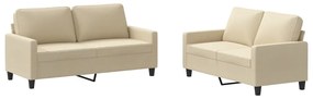 3201446 vidaXL Set de canapele cu perne, 2 piese, crem, textil