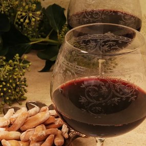 Pahar de vin roșu din sticlă, transparent, cu model în spirală gravat, 630 ml, 21,5 x 10,5 cm, „Joséphine”