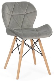 Scaun de bucatarie din catifea si cadru din lemn BUC 241V gri