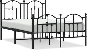vidaXL Cadru pat metalic cu tăblie de cap/picioare, negru, 120x190 cm
