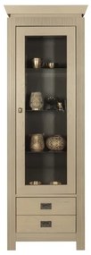 Vitrina Casablanca, 1 Usa si 2 Sertare, Crem Dune si Interior Negru, 67.5 Cm
