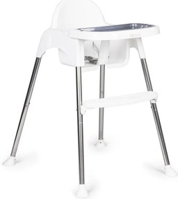 Scaun de hrănire 2 în 1 cu tavă și centuri alb