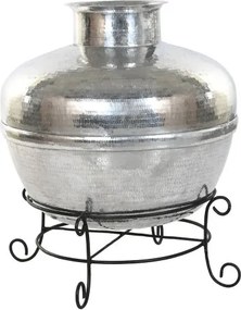 Vază decorativă de mari dimensiuni, stil modern elegant, culoare argintiu, din aluminiu, „Silver”