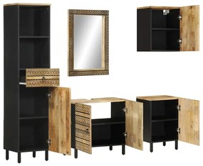 3310132 vidaXL Set mobilier de baie, 5 piese, lemn masiv de mango