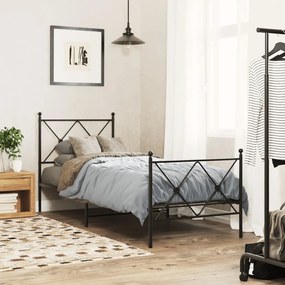 vidaXL Cadru pat metalic cu tăblii de cap/picioare, negru, 75x190 cm