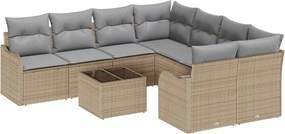 vidaXL Set de canapele pentru grădină cu pernă 9 pcs Bej și gri