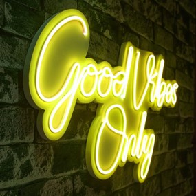 Decoratiune luminoasa LED de perete Good Vibes Only 2 Galben 37x62x2 cm