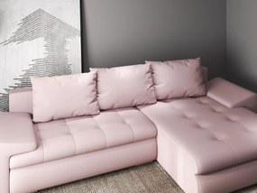 Colțar extensibil dumonde cu ladă de depozitare si sezut confortabil din spuma high-density, Leonardo Enjoy Roz 260x185 cm II