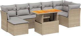 vidaXL Set canapele de grădină, 8 piese, cu perne, bej, poliratan