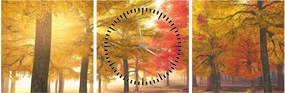 Tablou cu copaci toamna (cu ceas) (90x30 cm)