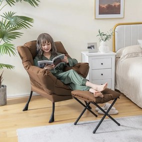 Fotoliu relax cu suport pentru picioare, maro