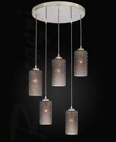 Lustra moderna cu 5 pendule design italian 10000 fumuriu
