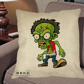 Perna Decorativa Zombie Halloween, 40x40 cm, Crem, Husa Detasabila, Perna Inclusa, BEKZ®