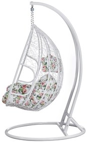 Fotoliu dublu suspendat, alb model floral, DELIA