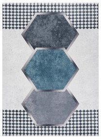ANDRE 1863 covor lavabil Caro, geometric anti-alunecare - alb / negru