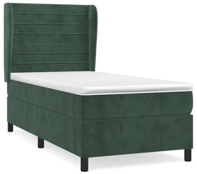 3129258 vidaXL Pat box spring cu saltea, verde închis, 100x200 cm, catifea