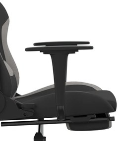 Scaun de gaming cu suport picioare, negru gri deschis, textil 1, Negru si gri deschis, Cu suport de picioare