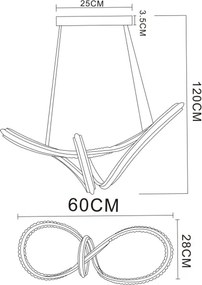 Globo 67440H - Lustră LED dimabilă pe cablu EVANGELINE LED/45W/230V crom lucios + telecomandă