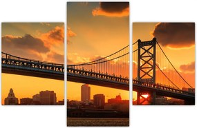 Tablou - Apus de soare peste Podul Ben Franklin, Philadelphia (90x60 cm)