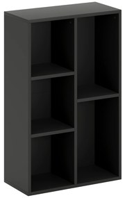 HOMCOM Bibliotecă raft de depozitare 2 niveluri cu 5 compartimente, pentru sufragerie dormitor birou, 50x24x80cm, negru | Aosom Romania