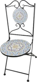 Scaun de exterior din metal, cu design mozaic ceramic, Stil Mediteraneean, "Tesera"