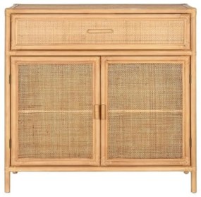 Bufet natur din lemn masiv si rattan, Cajon