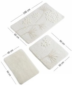 Set 3 Covorase de Baie Orkide, Acrilic, Crem