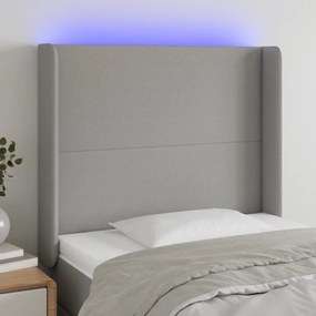 3123750 vidaXL Tăblie de pat cu LED, gri deschis, 93x16x118/128 cm, textil
