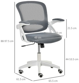 Scaun de Birou Ergonomic Spatar din Plasa si Sezut Capitonat, Inaltime Reglabila, 65.5x61.5x88-97.5cm, Gri Vinsetto | Aosom RO