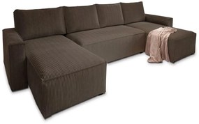 Set de canapele in forma de U COSARO 295x140 cm, culoare maro inchis