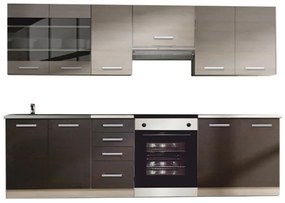 Bucatarie GLOBAL430, 2,4 m, stejar deschis+stejar inchis