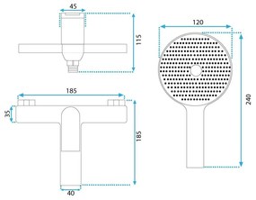 Rea Avalon baterie cada-dus perete auriu REA-B1129