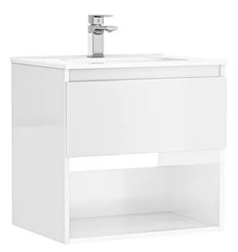 MOBILIER DAILY 60X46X56.5 ALB LUCIOS,1 SERTAR+RAFT,CU LAVOAR Alb lucios, 600x460 mm